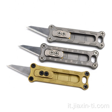 coltello scorrevole tascabile portachiavi mini formato utility in titanio